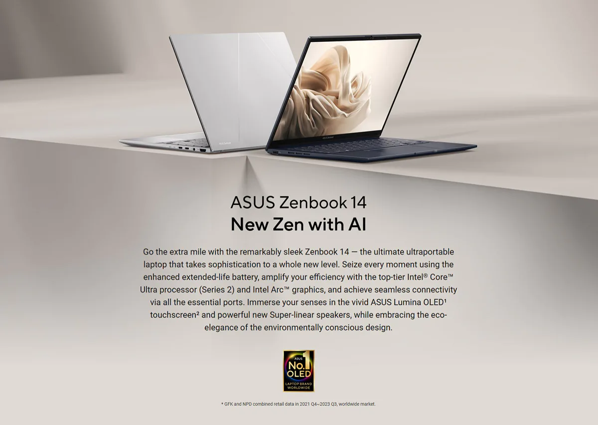 ASUS Zenbook 14 UX3405CA-QL638W Intel Core Ultra 7 255H 16GB RAM 512GB SSD 14" Touch Display Laptop Price in BD